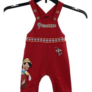 Disney Pinocchio Jiminy Cricket Boys Size 9 Months  Red Overall Infant One-Piece